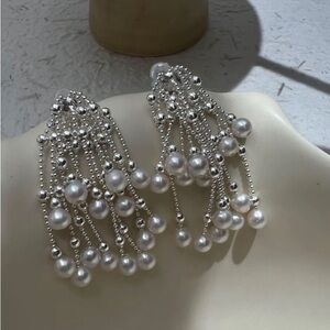 Elegant Silver and Pearl Dangle Earrings